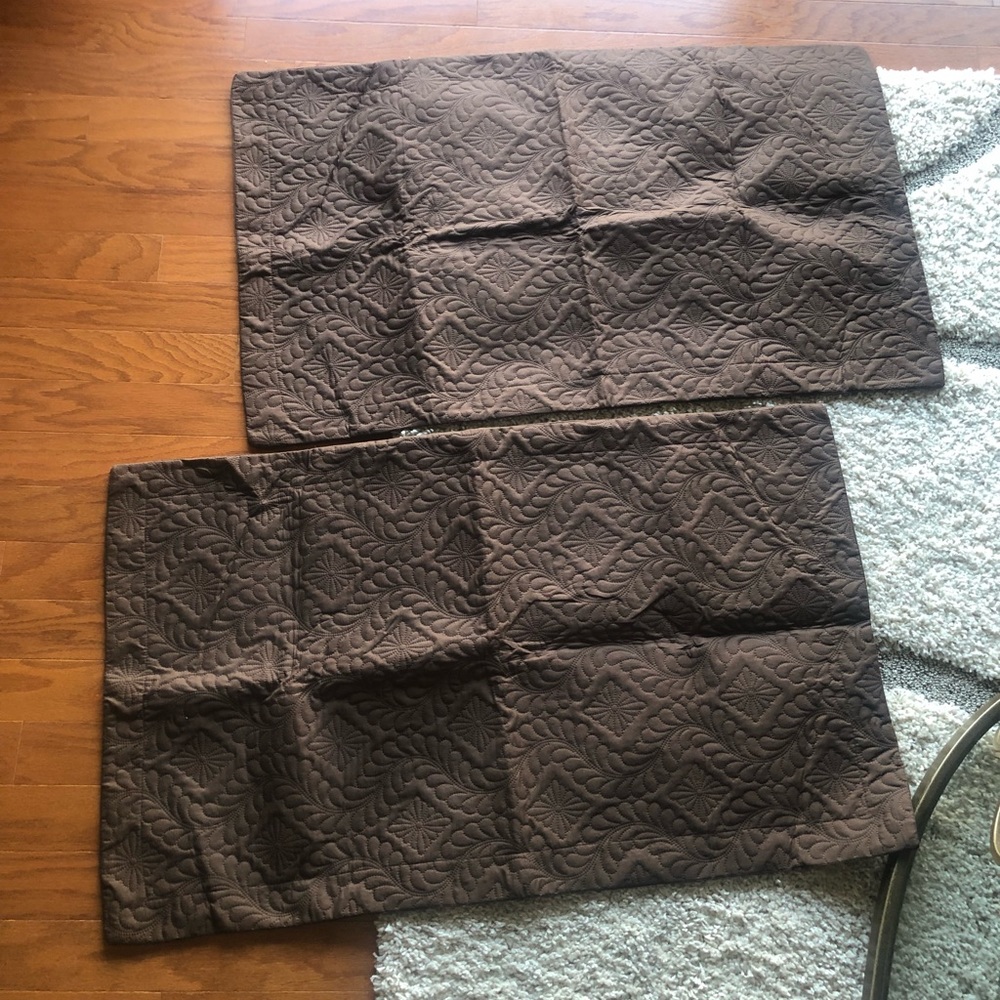 King Sized Brown Embossed Pillow Shams